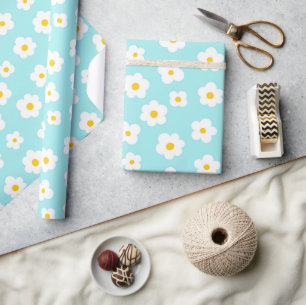 Cute flowers blue Wrapping Paper