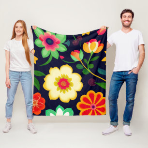 Cute Flowers Colourful Floral Fleece Blanket