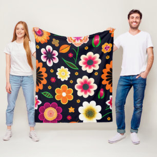 Cute Flowers Colourful Floral Fleece Blanket