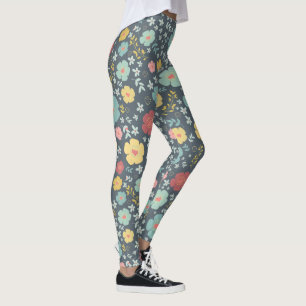 Cute Flowers Colourful Seamless Pattern Leggings