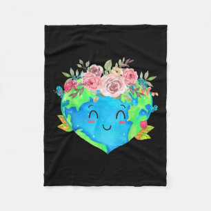 Cute Flowers Crown Planet Spring Nature Peace Eart Fleece Blanket