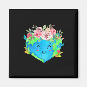 Cute Flowers Crown Planet Spring Nature Peace Eart Magnet