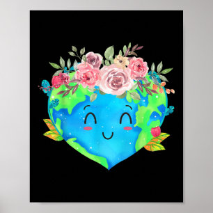 Cute Flowers Crown Planet Spring Nature Peace Eart Poster
