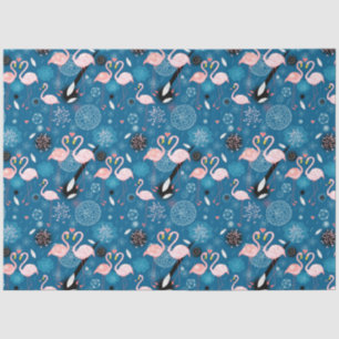 Cute flowers flamingos pattern tissue paper