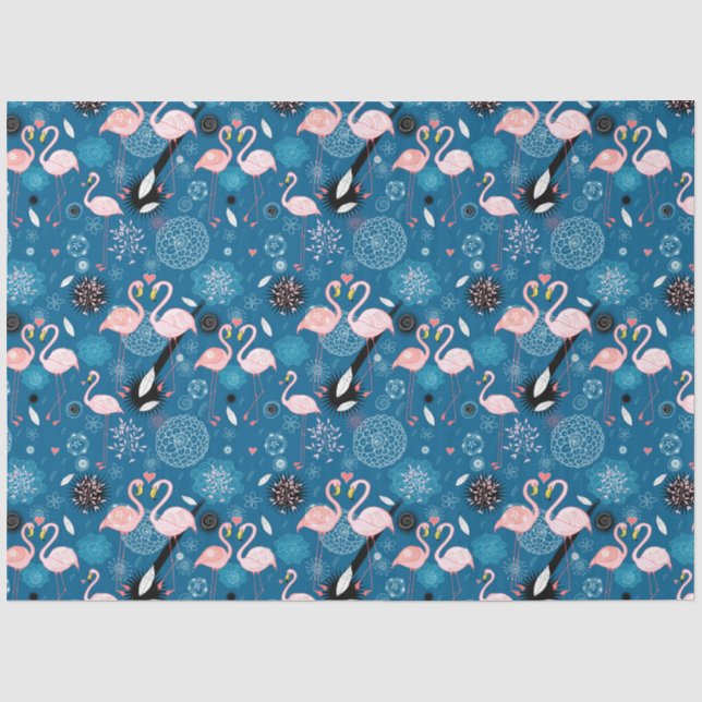 Cute flowers flamingos pattern tissue paper (Front)