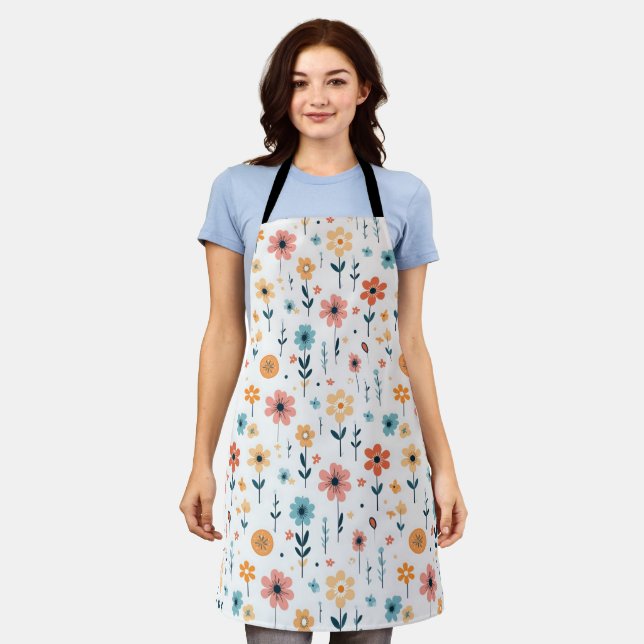 Cute Flowers Floral Pattern Apron (Worn)