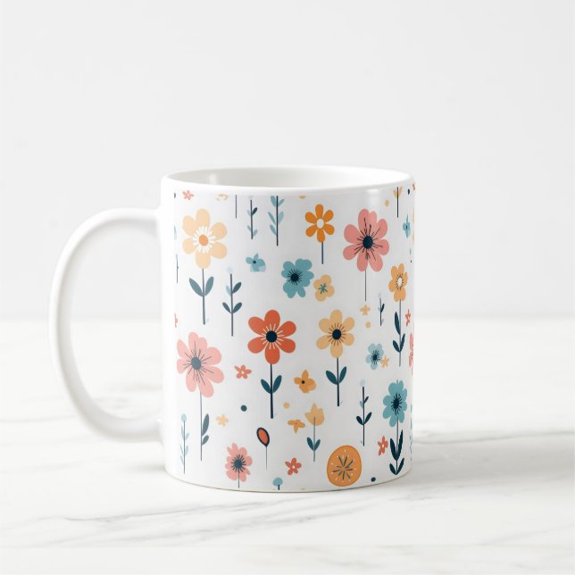 Cute Flowers Floral Pattern Coffee Mug (Left)