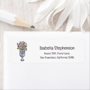 Cute Flowers Hand Drawn Doodle Return Address Label