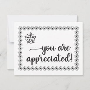 Cute Flowers HandLettered Colouring Appreciation Thank You Card