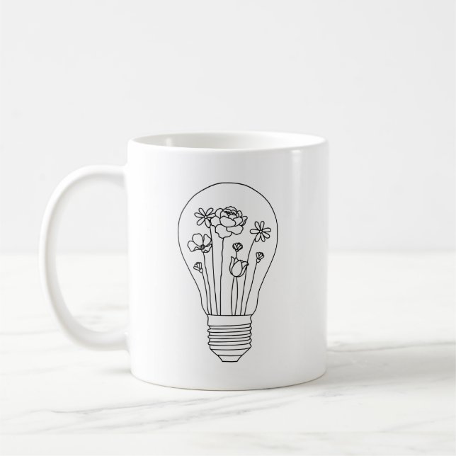 Cute Flowers in Light Bulb Coffee Mug (Left)