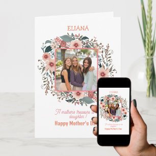 Cute Flowers Mum Daughter Quote Mother's day Photo Card