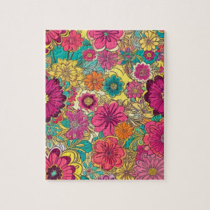Cute Flowers pattern colourful floral Jigsaw Puzzle
