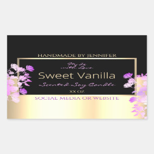 Cute Flowers Product Packaging Labels Black & Gold