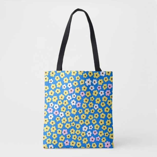 Cute flowers: seamless cartoon pattern. tote bag (Front)