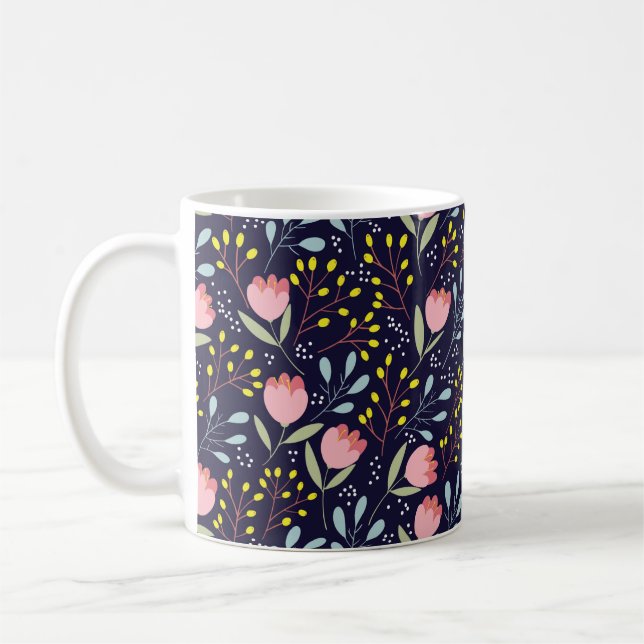 Cute flowers seamless pattern coffee mug (Left)