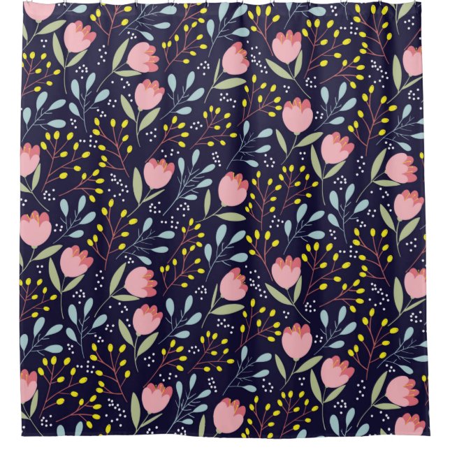 Cute flowers seamless pattern shower curtain (Front)