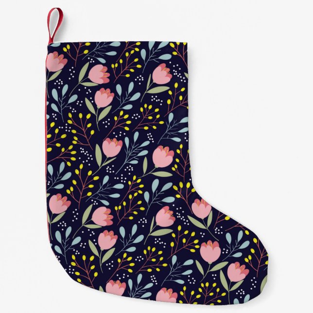 Cute flowers seamless pattern small christmas stocking (Front)