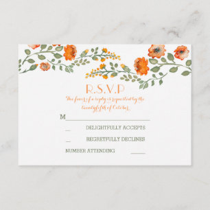 cute flowers watercolor painted wedding RSVP cards