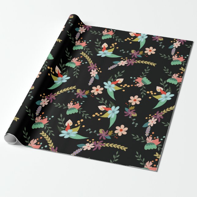 Cute Flowers Wrapping Paper (Unrolled)