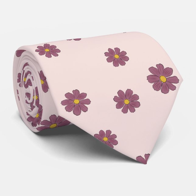 Cute Flowery Pattern Tie (Rolled)