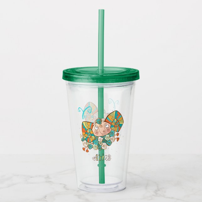 Cute Fluffy Aries Acrylic Tumbler (Front)