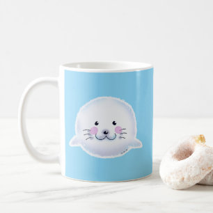 Cute Fluffy Baby Seal Illustration Coffee Mug