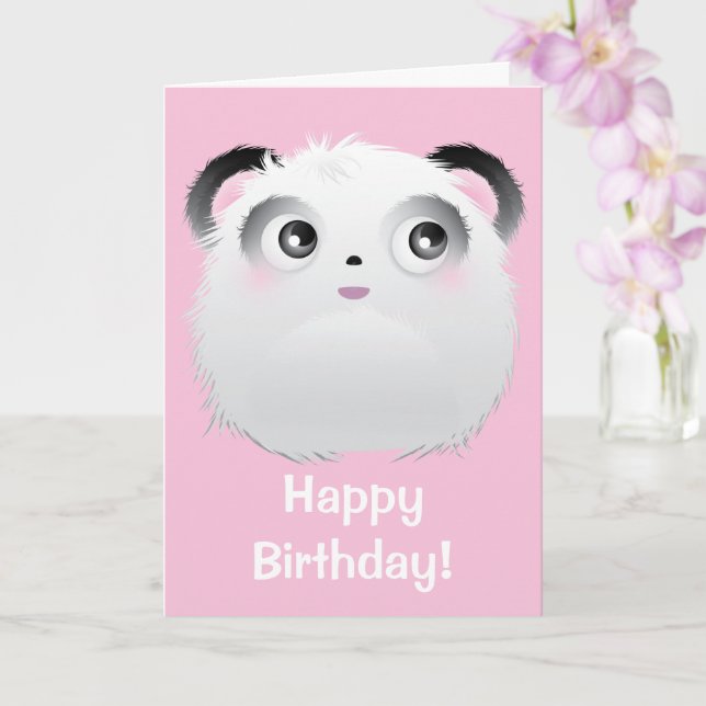 Cute Fluffy Bird Birthday Card (Orchid)