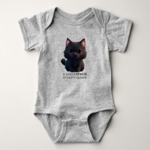 Cute fluffy black cat baby bodysuit