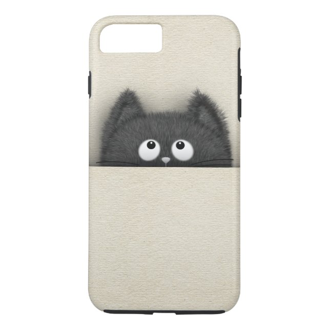 Cute Fluffy Black cat peaking out Case-Mate iPhone Case (Back)