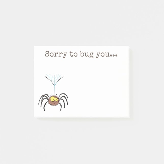 Cute fluffy brown spider cartoon illustration post-it notes (Front)