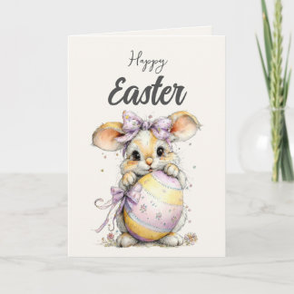 Cute Fluffy Bunny in Spring Pastels Easter Card