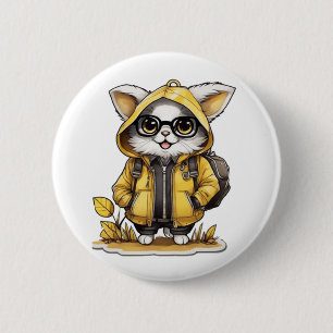 cute fluffy cat fall aesthetics 6 cm round badge