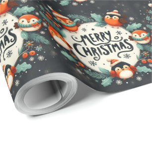 Cute fluffy Christmas monster Magnet Wrapping Paper