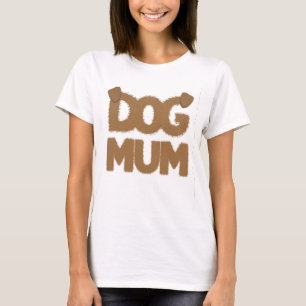 Cute fluffy "dog mum" phrase with dog ears cartoon T-Shirt