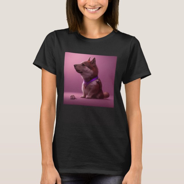 Cute Fluffy Dog Shiba Inu Husky Sheepdog Shepherd  T-Shirt (Front)