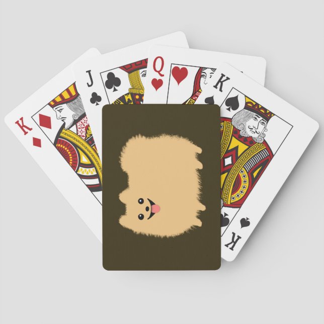 Cute Fluffy Face Pomeranian Playing Cards (Back)