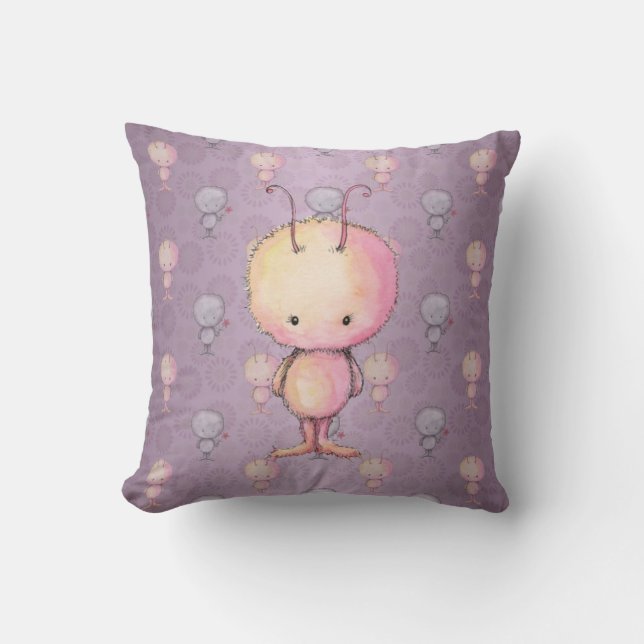 Cute Fluffy Fuzzy Monsters Cushion (Front)