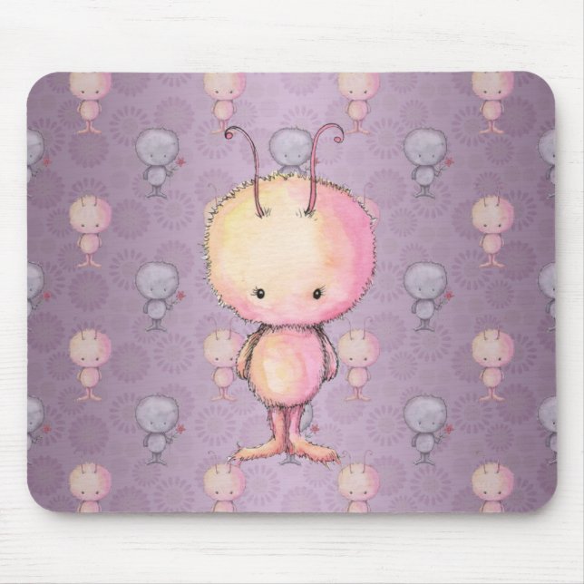 Cute Fluffy Fuzzy Monsters Mouse Pad (Front)