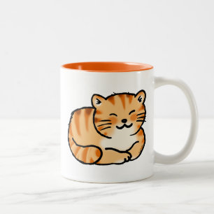 cute fluffy ginger and white cat Two-Tone coffee mug