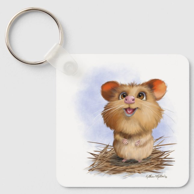  Cute Fluffy Hamster Cartoon Key Ring (Front)