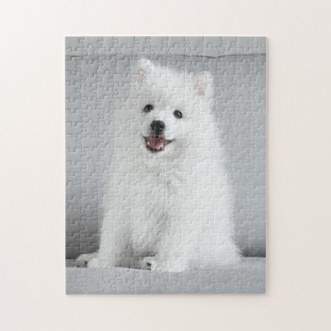 Cute Fluffy Japanese Spitz Puppy Jigsaw Puzzle (Vertical)