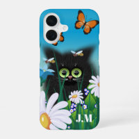 Cute Fluffy Kitten in Daisy Meadow Monogram