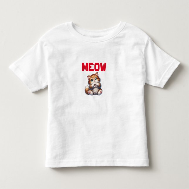 Cute Fluffy Kitten with Heart Gesture | Adorable  Toddler T-Shirt (Front)
