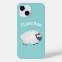 Cute Fluffy Lamb Cartoon Funny I Love You Pun Blue