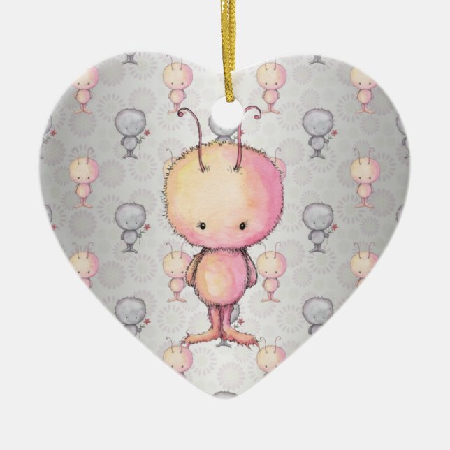 Cute Fluffy Monsters Ceramic Tree Decoration (Front)