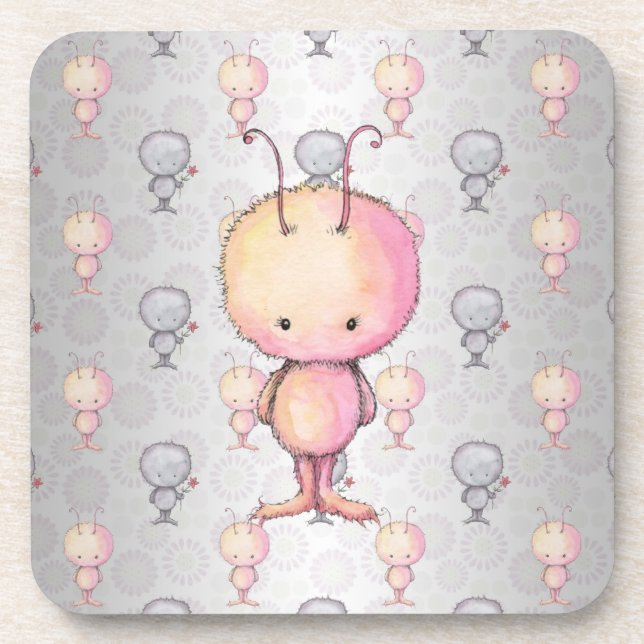 Cute Fluffy Monsters Coaster (Front)