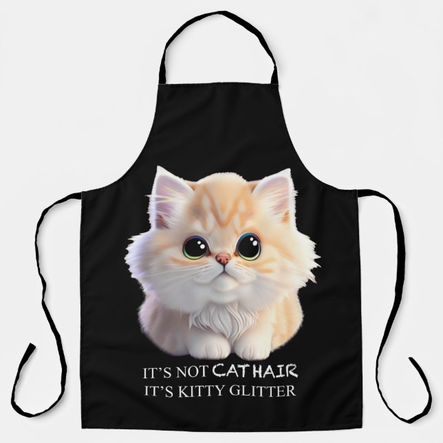 Cute fluffy orange and white kitten cat apron (Front)