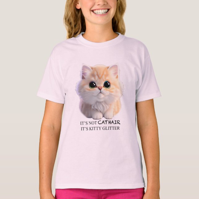 Cute fluffy orange and white kitten cat T-Shirt (Front)
