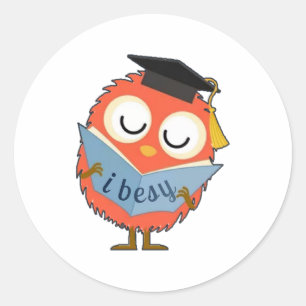 Cute Fluffy Owl Mascot Classic Round Sticker