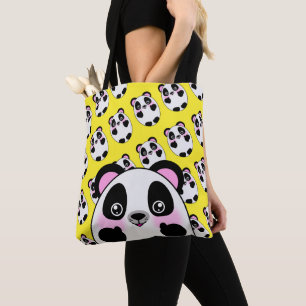 Cute Fluffy Panda Animal with Sweet Thumbs Up Tote Bag